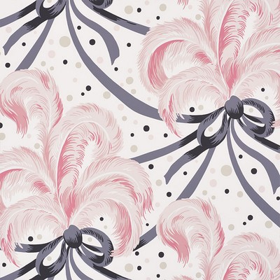 Schumacher Wallpaper PLUMES ET RUBANS BLUSH