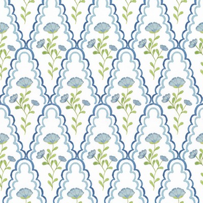 Stout Wallpaper W7848 SCALLOP FLORAL 3 DENIM