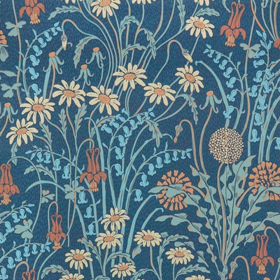 1838 Wallcoverings FLOWER MEADOW (WP) # 01 PRUSSIAN BLUE