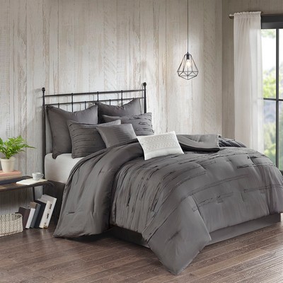 Olliix Jenda 8 Piece Comforter Set Grey