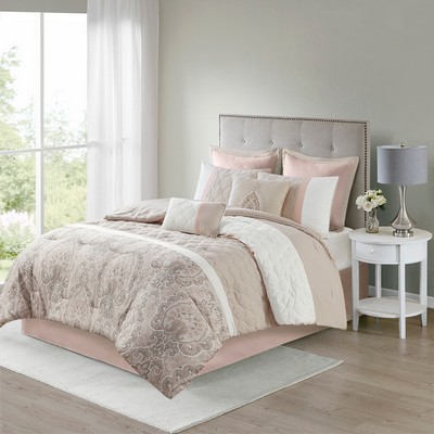 Olliix Shawnee 8 Piece Comforter Set Blush