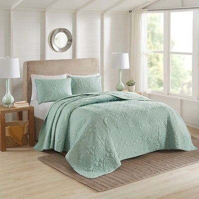 Olliix Oakley 3 Piece Reversible Bedspread Set Seafoam