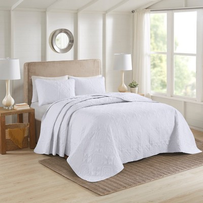 Olliix Oakley 3 Piece Reversible Bedspread Set White