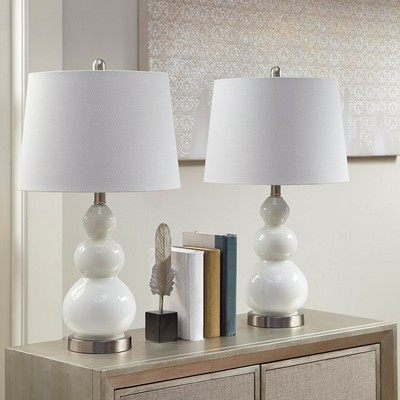 Olliix Covey Curved Glass Table Lamp, Set of 2 White