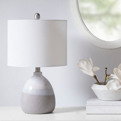 Olliix Driggs Ceramic Textured Table Lamp Ivory/Grey