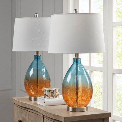 Olliix Cortina Ombre Glass Table Lamp, Set of 2 Blue