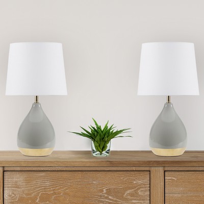 Olliix Liora 2-Tone Ceramic Table Lamp Set of 2 Sage Green/Gold