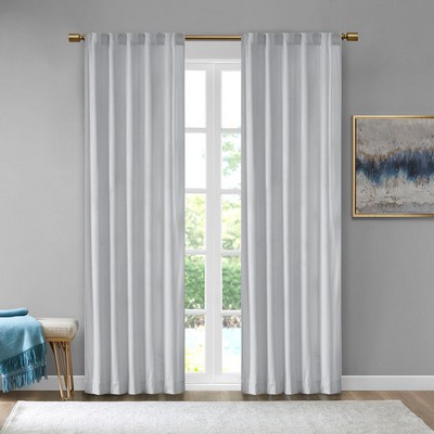 Olliix Colt Room Darkening Metallic Printed Poly Velvet Rod Pocket/Back Tab Window Panel Pair Light Grey