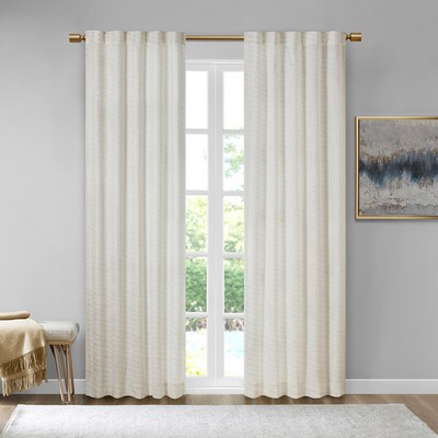 Olliix Colt Room Darkening Metallic Printed Poly Velvet Rod Pocket/Back Tab Window Panel Pair White/Gold