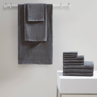 Olliix Big Bundle 100% Cotton Quick Dry 12 Piece Bath Towel Set Grey