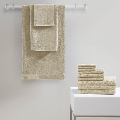 Olliix Big Bundle 100% Cotton Quick Dry 12 Piece Bath Towel Set Beige