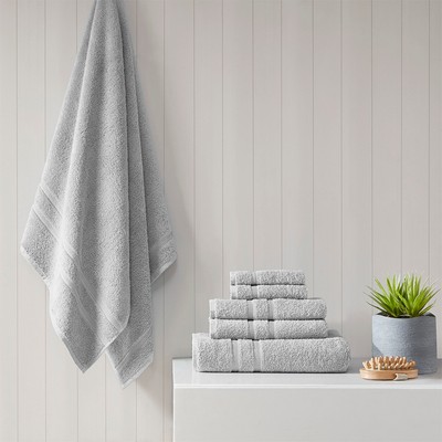 Olliix Aegean 100% Turkish Cotton 6 Piece Towel Set Grey