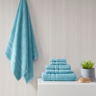 Olliix Aegean 100% Turkish Cotton 6 Piece Towel Set Aqua