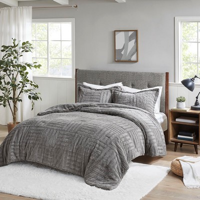 Olliix Arctic Fur Down Alternative Comforter Mini Set Grey