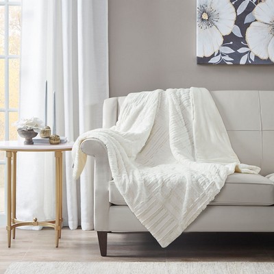 Olliix Arctic Ultra Plush Down Alternative Throw Ivory