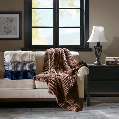 Olliix Parker Oversized Plush Down Alternative Filled Throw Brown