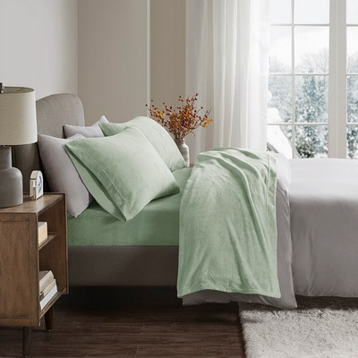 Olliix Soloft Plush Micro Plush Sheet Set Green