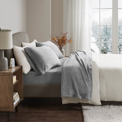 Olliix Soloft Plush Micro Plush Sheet Set Grey