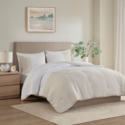 Olliix Miro 3 Piece Gauze Oversized Comforter Set Natural