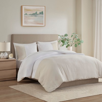 Olliix Miro 3 Piece Gauze Oversized Duvet Cover Set Natural