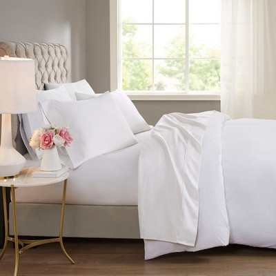 Olliix 600 Thread Count Cooling Cotton Blend 4 PC Sheet Set White