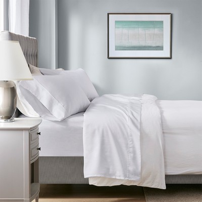 Olliix 1000 Thread Count HeiQ Smart Temperature Cotton Blend 4 PC Sheet Set White