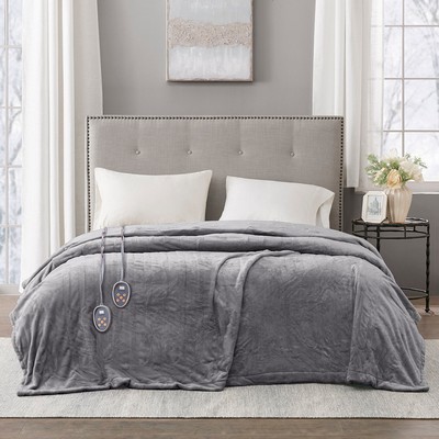 Olliix Heated Plush Blanket Grey