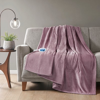 Olliix Heated Plush Throw Lavender