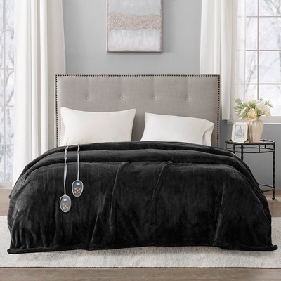 Olliix Heated Plush Blanket Black