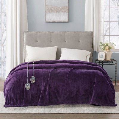 Olliix Heated Plush Blanket Purple