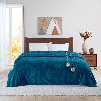 Olliix Heated Microlight to Berber Blanket Teal