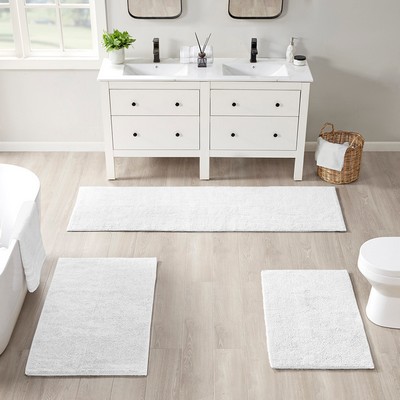 Olliix Plume Feather Touch Reversible Bath Rug White