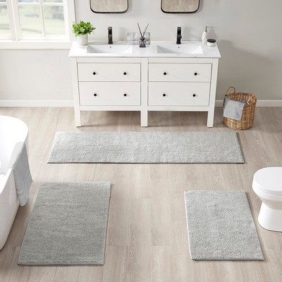 Olliix Plume Feather Touch Reversible Bath Rug Grey