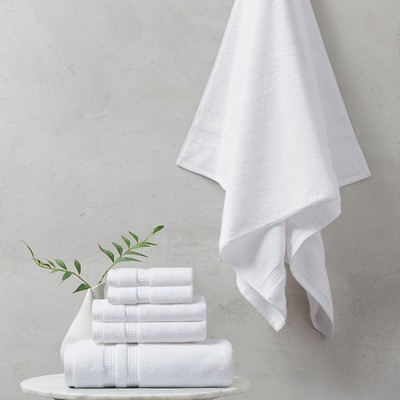 Olliix Plume 100% Cotton Feather Touch Antimicrobial Towel 6 Piece Set White