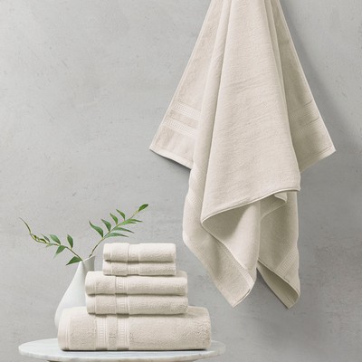 Olliix Plume 100% Cotton Feather Touch Antimicrobial Towel 6 Piece Set Ivory