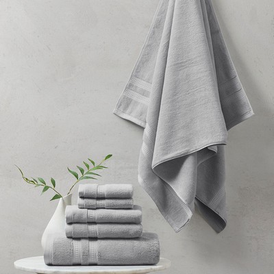 Olliix Plume 100% Cotton Feather Touch Antimicrobial Towel 6 Piece Set Grey