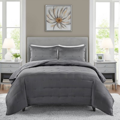 Olliix Ames 3 Piece Charmeuse Coverlet set Grey