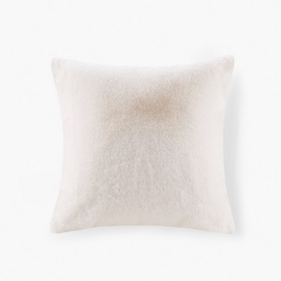 Olliix Sable Solid Faux Fur Square Decor Pillow Ivory