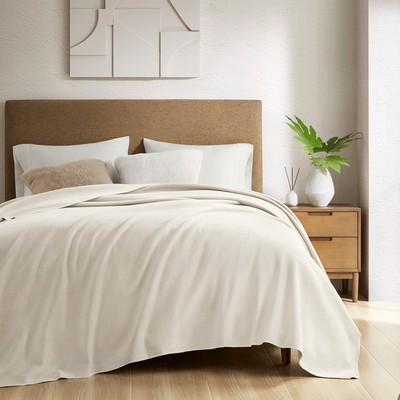 Olliix Andaz Solid Cotton Blanket Ivory