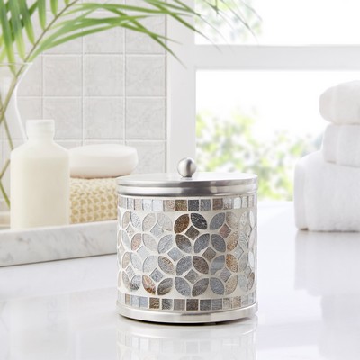 Olliix Seville Mosaic Glass Jar Silver