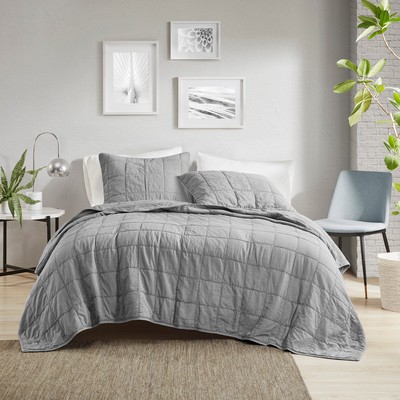 Olliix Gema 3 Piece Grey Coverlet Set Gray