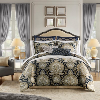 Olliix Valentina 4 Piece Comforter Set Navy