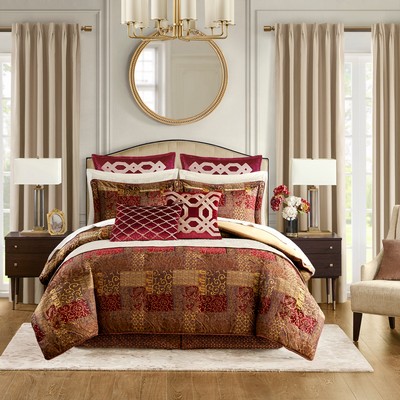 Olliix Galleria 4 Piece Red Comforter Set Red