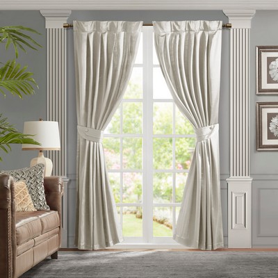 Olliix Avignon Pleat Curtain Panel with Tieback (Single) White