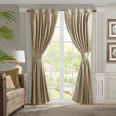 Olliix Avignon Pleat Curtain Panel with Tieback (Single) Champagne