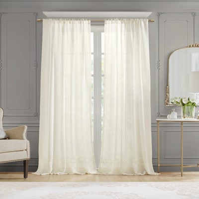 Olliix Cornelli Embroidery Curtain Panel (Single) Ivory