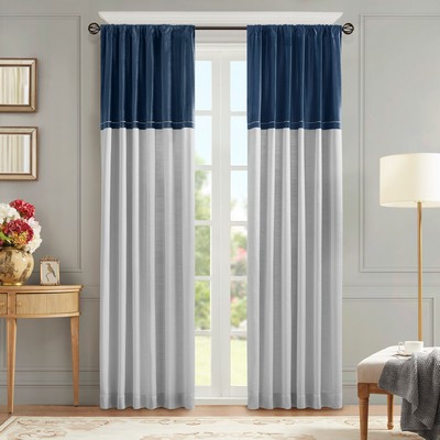 Olliix Vicenza Invertible Curtain Panel (Single) Navy/Silver