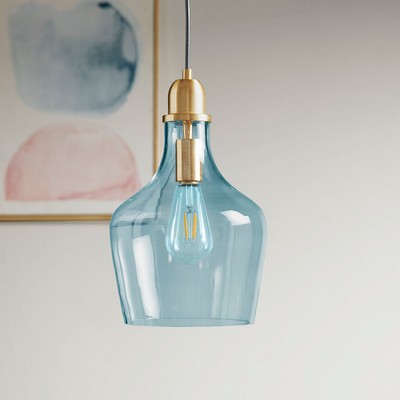 Olliix Auburn Bell Shaped Glass Pendant Gold/Blue