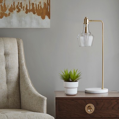 Olliix Auburn 24in H Table Lamp with Marble Base Gold