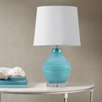 Olliix Maelle Blue Aqua Swirl Blown Glass Table Lamp Aqua